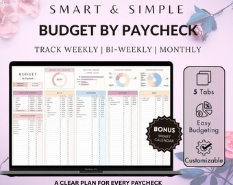 Budget by Paycheck Google Sheets | Weekly Biweekly Monthly Budget | Paycheck Budget Spreadsheet | Bills & Expenses Tracker
