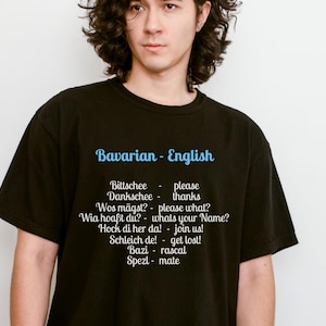 Oktoberfest Bavarian-English Translation T-Shirt – Funny German Beer Festival Phrase Tee – Lederhosen Party Shirt