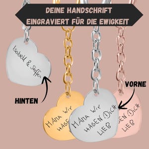 Personalisiertes Schlüsselanhänger Herz mit Handschrift Gravur – Geschenk für Mama, Papa, Mami, Papi - Muttertag, Vatertag, Weihnachten