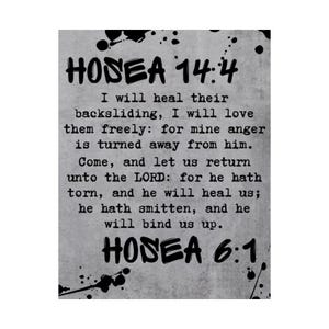 Healing Scripture Wall Art Print - Hosea 14:4, Inspirational Home Decor, Christian Gift, Motivational Art, Encouragement Prints