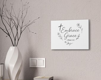 Embrace Grace Canvas Wall Art, Inspirational Home Decor, Christian Gift, Modern Religious Artwork, Faith-Based Decor, Christian wall art