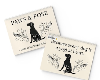 Calendario de pared Yoga Dogs 2026: Posturas caninas divertidas