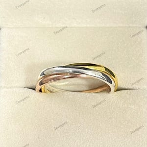 Trinity Rolling Ring in Yellow, Silver & Rose Gold, 925 Solid Sterling Silver, Russian Wedding Style, Promise Ring, Perfect Gift for her