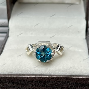 Unique Blue Sapphire Ring, 925 Solid Sterling Silver Handmade Ring, Solitaire Promise Ring, September Birthstone, Gift for her