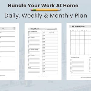 Arbeit von zu Hause aus | Tages, Wochen, Monatsplaner | A4, A5, Letter und Half Letter Format | Bearbeitbare und druckbare PDF | Sofort Download
