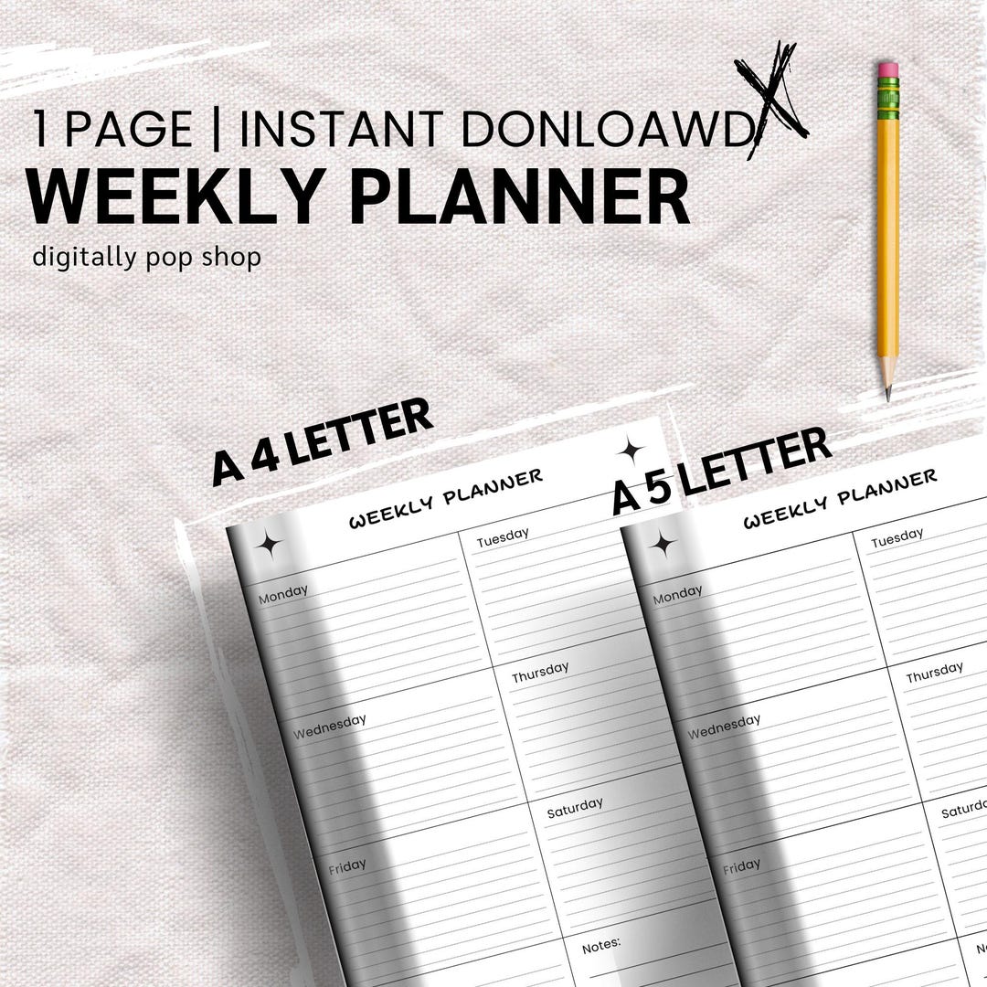 Minimalist Weekly Planner Printable | Undated Schedule, A4/a5/letter ...