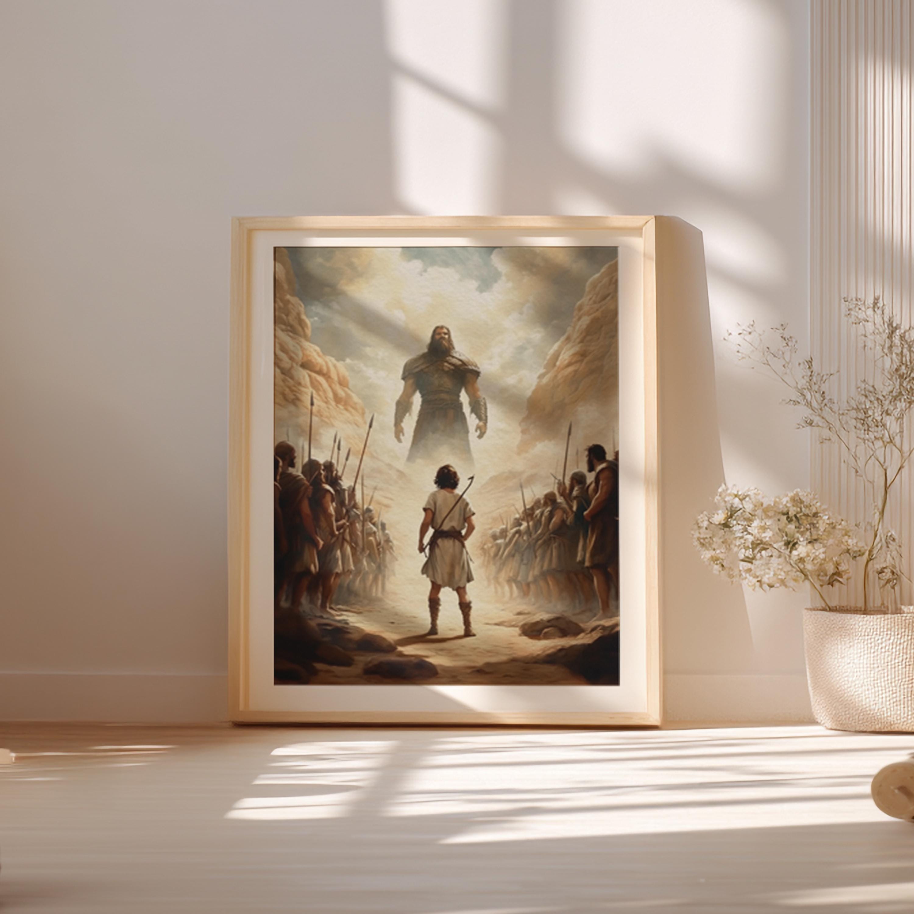 David and Goliath Bible Story Art Christian Wall Poster Powerful ...