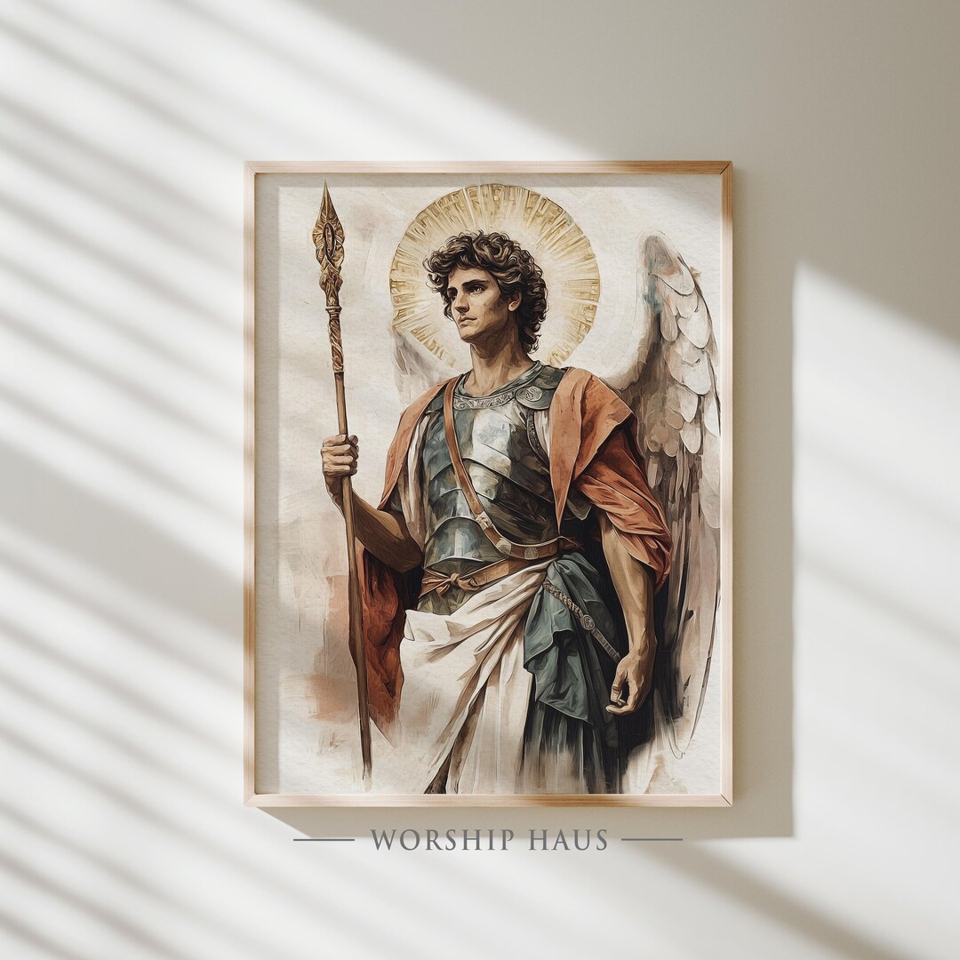 Archangel Raphael Watercolor Wall Art - Christian Printable Decor ...