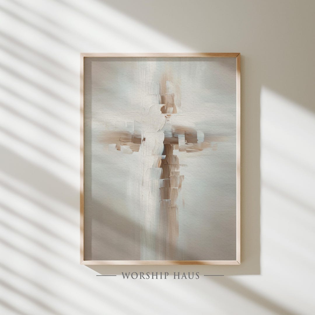 Modern Easter Cross Painting, Minimalist Christian Wall Art for Living ...