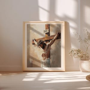Depiction of Christ’s nailed hands, emphasizing divine sacrifice; scripture picture poster for a prayer room.