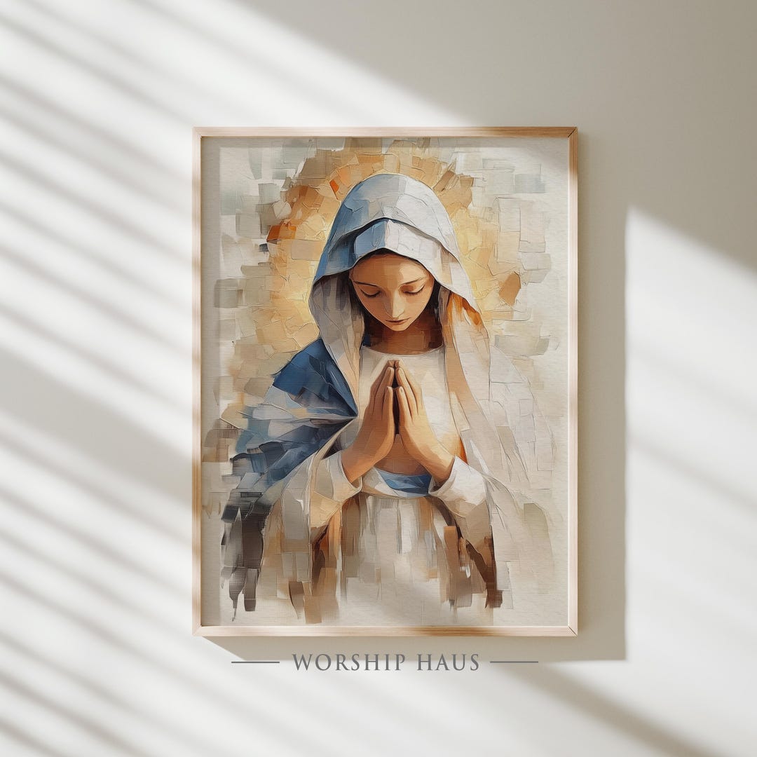 Our Lady of Grace Catholic Wall Art Virgin Mary in Prayer Scene Modern ...
