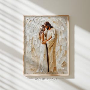 The Bride of Christ Christian Wall Art Embrace Scene Modern Painting Scripture Printable Digital Print Religious Poster Bible Decor 240