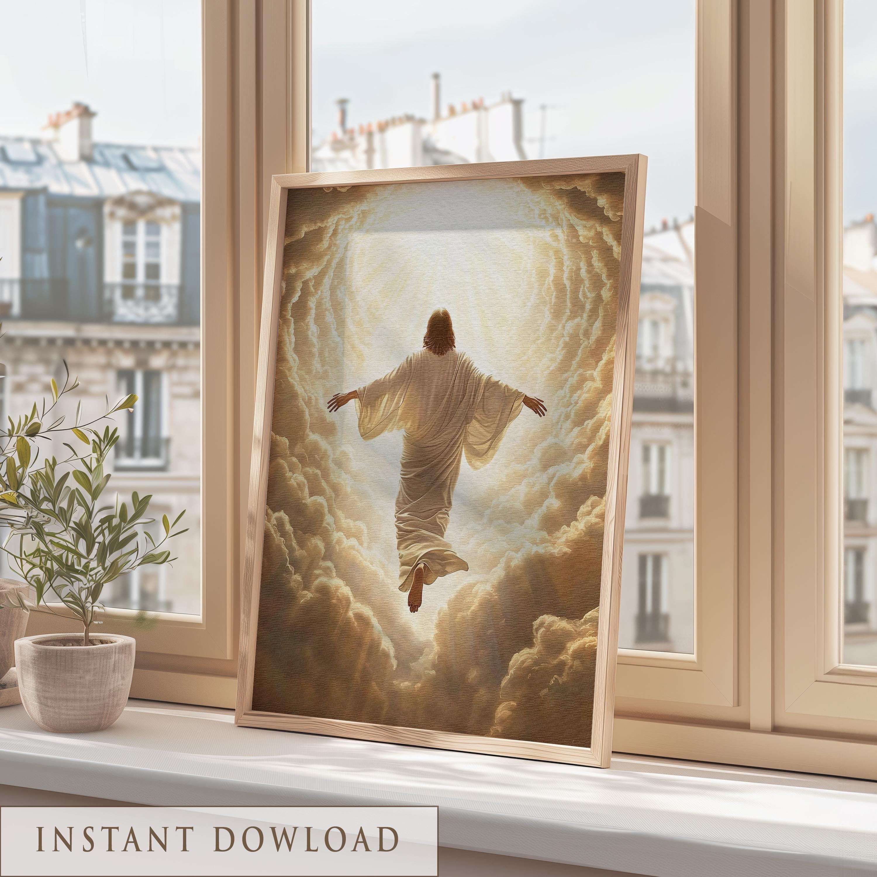 彼は雲に乗って来る キリスト教の壁アート キリストの再臨のシーン 宗教ポスター LDS 聖書の一節 印刷可能なアート デジタルダウンロード 202 -  Etsy 日本, image size:3000x3000