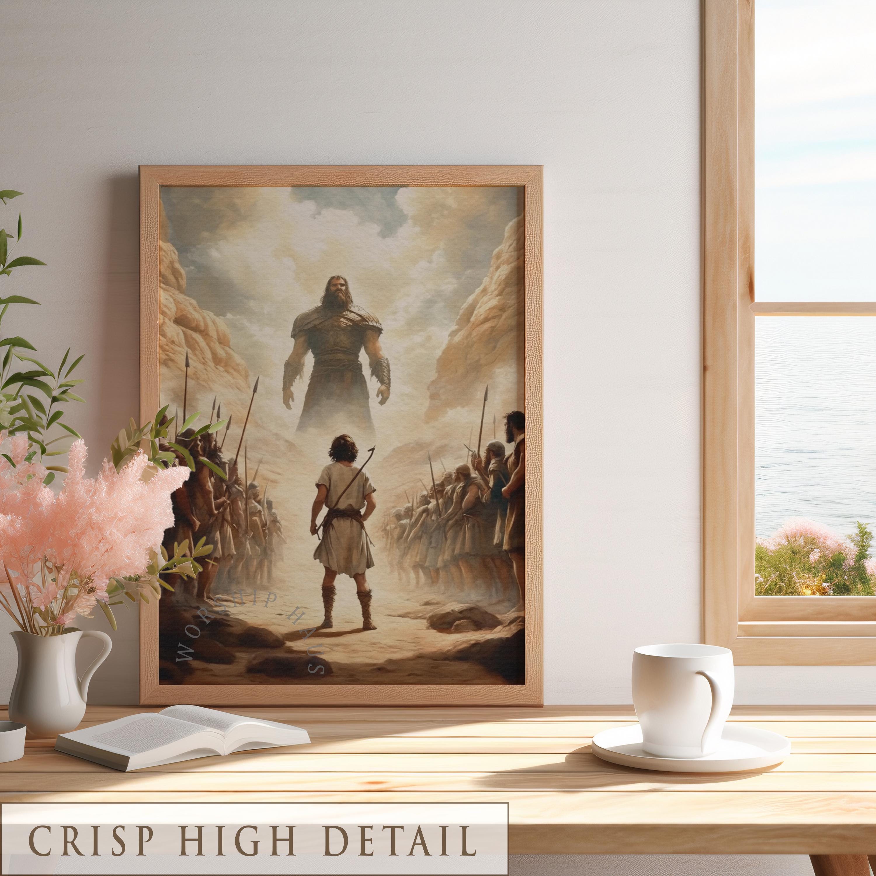 David and Goliath Bible Story Art Christian Wall Poster Powerful ...