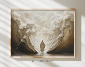Waters Were Divided - Moses Christian Wand Kunst zum ausdrucken, Moses Abschied Rote Meer Kunst, altes Testament Wandkunst für Wohnzimmer SOFORT DOWNLOAD