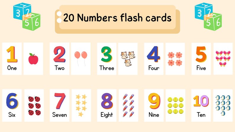 Numbers Flashcards Game | 20 Number Cards | Educational Printable ...