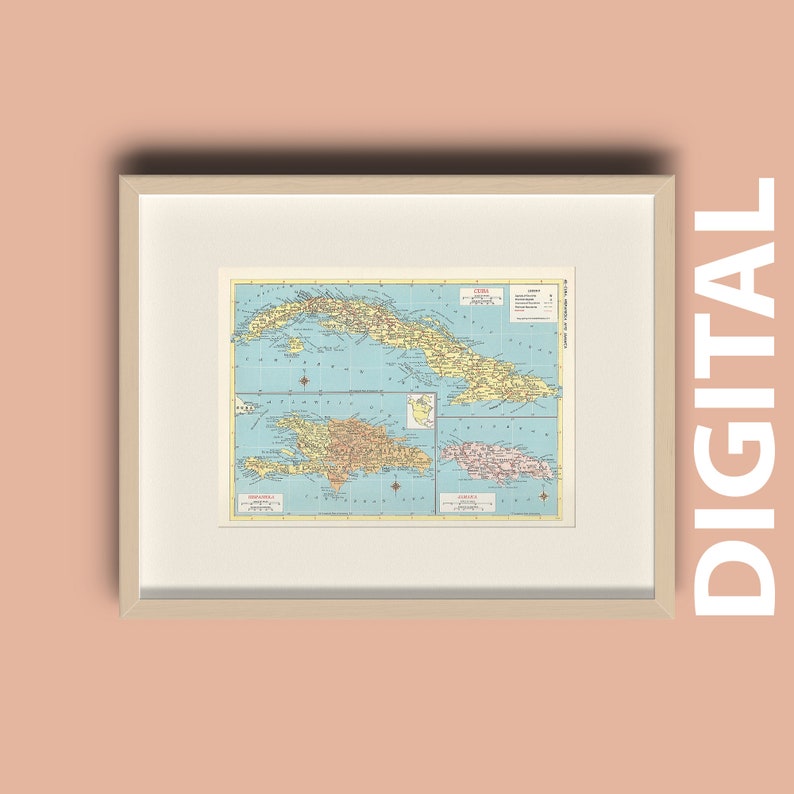 Basic 1959 Caribbean Islands Map Fast Down load, Printable Map, Dwelling Library Decor, Wall Artwork, Antique picture relating to Printable Map of the Caribbean referred to as Classic 1959 Caribbean Islands Map Fast Obtain, Printable Map, Dwelling Library Decor, Wall Artwork, Antique