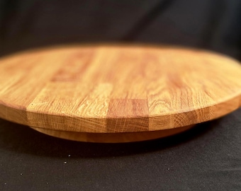 Solid Oak Lazy Susan: Rotating Food Platter, Cake Stand