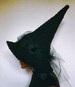 Traditional Witch Hat Pretty Perfect Pointy Halloween Yule Fashion Black Rose Tulle Chiffon 