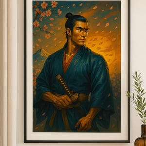 Samurai und Kirschblüten Kunstdruck: Japanische Ehre (Digitaler Download)