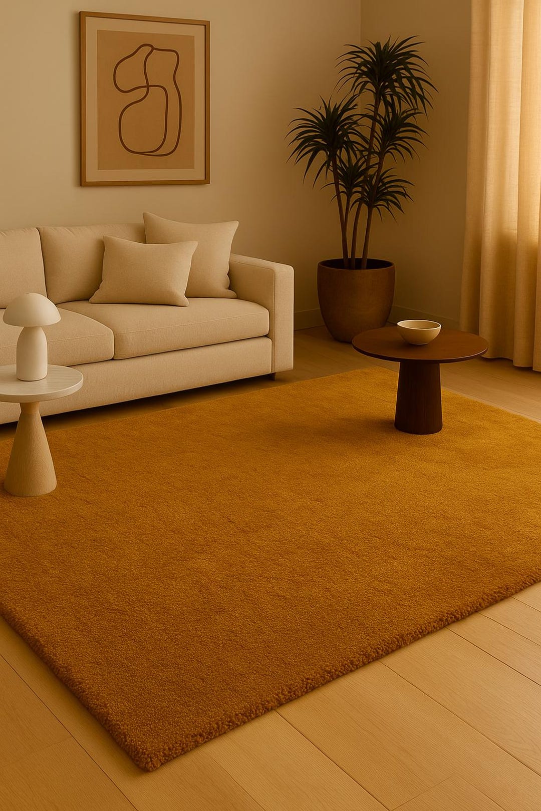Mustard Yellow and Beige Modern Minimalist Area Rug – Contemporary ...