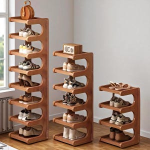 8/7/6/5 Tier Bamboo Wood Shoe Rack, Multi-Layer Storage Organizer, Space-Saving Entryway Stand for Shoes and More