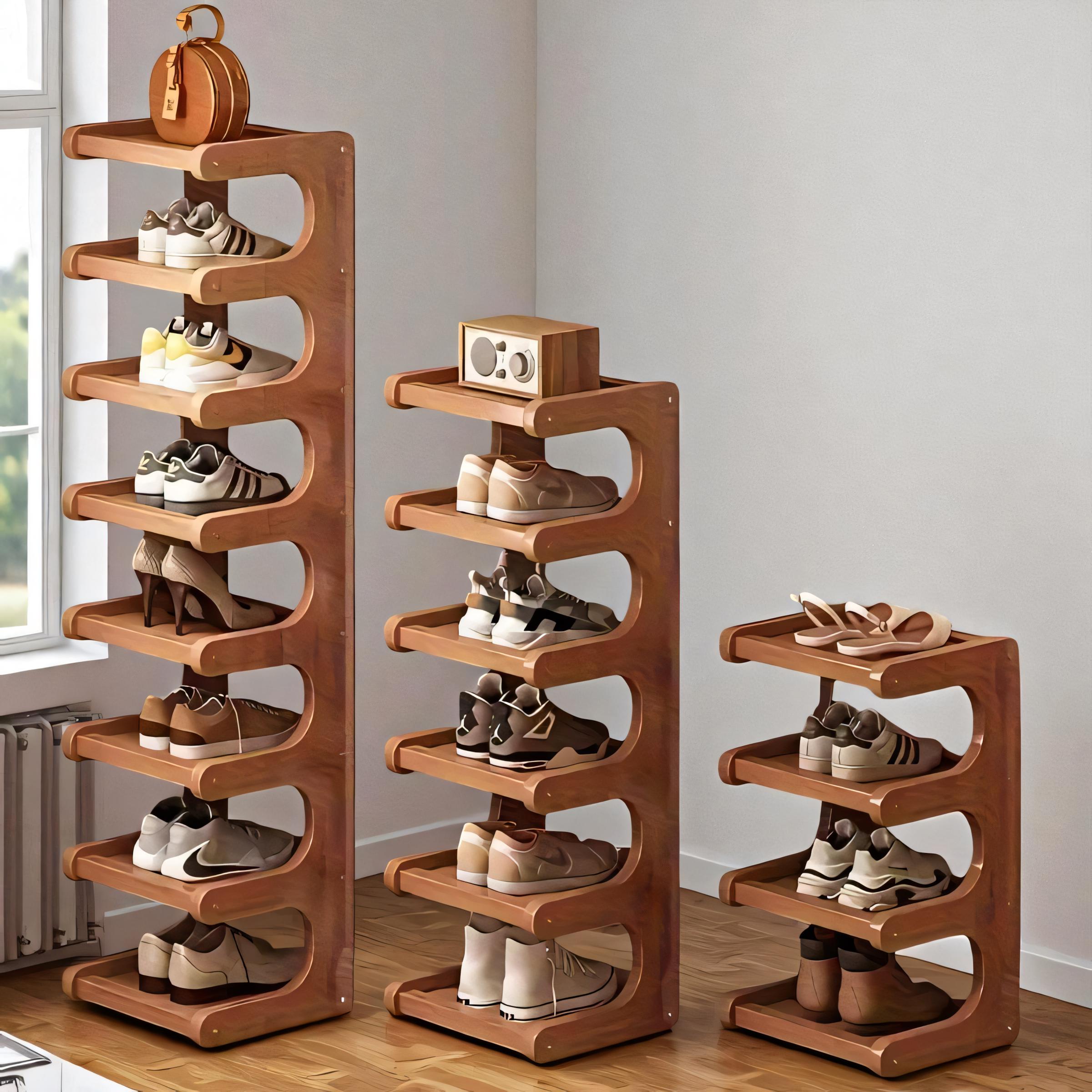 8/7/6/5 Tier Bamboo Wood Shoe Rack, Multi-Layer Storage Organizer, Space-Saving Entryway Stand for Shoes and More