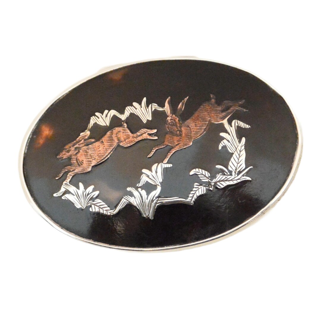 Tortoise Shell Rabbit Kits Antique Sterling Silver Rabbit Faux Tortoiseshell Trinket Box, Levi ...