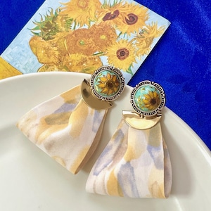 Van gogh „Sonnenblume“ inspirierte Ohrringe｜ Palettenserie｜ Kunst inspirierte Ohrringe, Landschaftsohrringe, Kunstliebhaberohrringe, Blumenohrringe