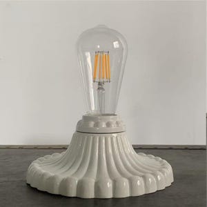 Vintage Ceramic Table Lamp Base, Fluted Design, E27 Socket