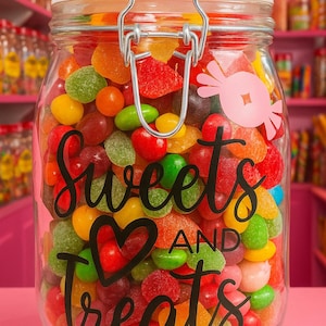 Personalised Sweet Jar – 3 Sizes – Custom Candy Jar Gift