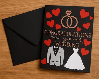 Personalized Wedding Card: Heart Design, Custom Names