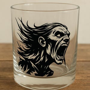 Zombie Inspired Mixer Glass – Gothic Halloween Drinkware – 36 Colour Options – Handmade Horror Gift – Free UK