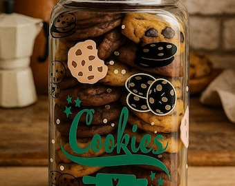 Pot à biscuits en verre personnalisé : rangement de cuisine fait main, 37 choix de couleurs