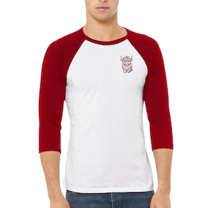 Unisex 3/4 sleeve Raglan T-shirt White and Red