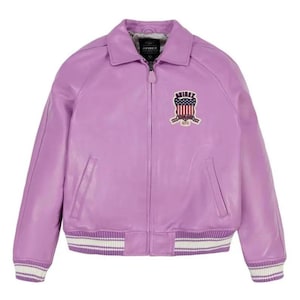 AVIREX USA Edition Icon Jacket In Lavender Color, Military Bomber Jacket, Unisex Bomber Jacket ,Original Leather Jacket For Him,Gift For Him