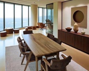 Walnut Wood Table, Wooden, Natural, Dining, Living Room Table