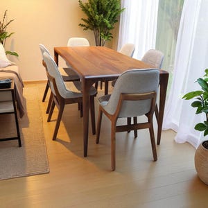 Mesa de Jantar | Nogueira ou Castanha com Grãos Naturais | Mesa de Cozinha Artesanal de Fazenda para Família e Entretenimento