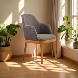 Silla rústica de madera hecha a mano para comedor o cocina, asiento de granja de madera maciza, muebles acogedores de estilo campestre para