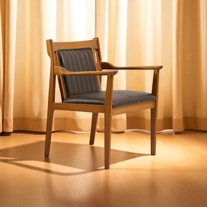 Natural Wood Chair | Handmade, Dining Chair with Upholstered Seat | Eco-Friendly Oak Kitchen & Living Room Furniture