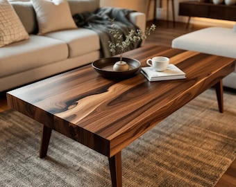 Handcrafted Walnut Log Coffee Table, Modern Wood Design