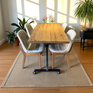 Solid Wood Dining Table | Custom Walnut or Chestnut Modern Farmhouse Style Kitchen or Work Desk | Handcrafted Natural Hardwood Furniture