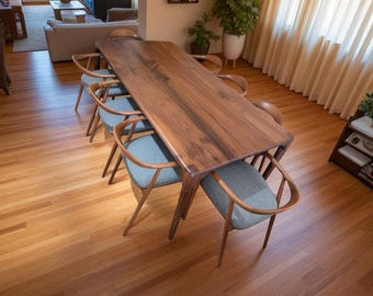 Walnut Wood Dining Table | Natural Finish, Solid Hardwood, Timeless Design, Kitchen & Dining Room Furniture