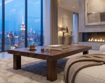 Handmade Walnut Coffee Table, Handcrafted Living Room Coffee Tables, Log Style