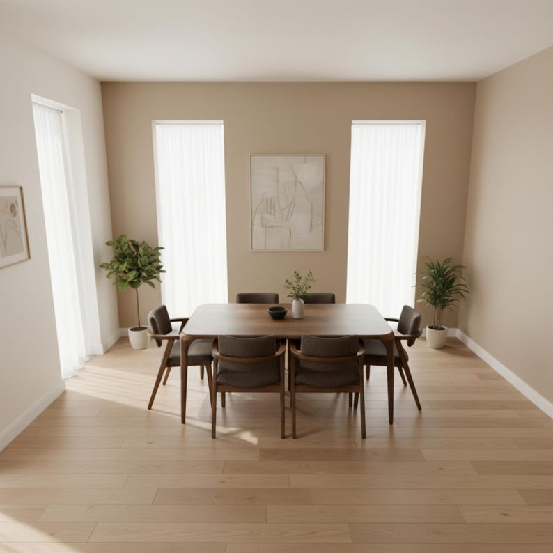 Solid Walnut Dining Table, Handmade Natural Wood Table, Modern Wooden Furniture image 2