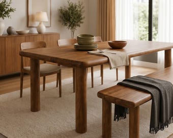 Custom Order For Mary 65x33" Wood Table and 2 Pieces Wood Bench + DDP