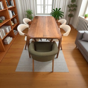 Solid wood dining table, farmhouse, narrow, small kitchen, home, breakfast, restaurant, oak, walnut, chestnut, handcrafted, natural hardwood
