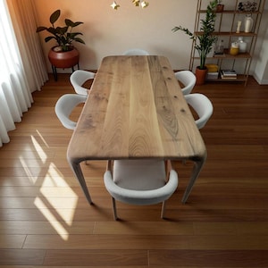 Wood Dining Table, Handcrafted Rustic Oak Walnut Chestnut Kitchen and Living Room Table | Modern Natural Finish for Dining and Entertaining