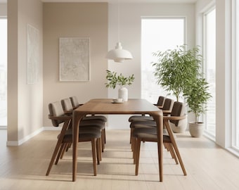 Solid Walnut Dining Table, Handmade Natural Wood Table, Modern Wooden Furniture