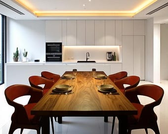 Live Edge Dining Table, Solid Wood Kitchen Table, Custom Size Available
